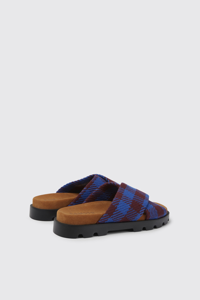 Back view of Brutus Sandal Blue and burgundy recycled cotton sandals for women