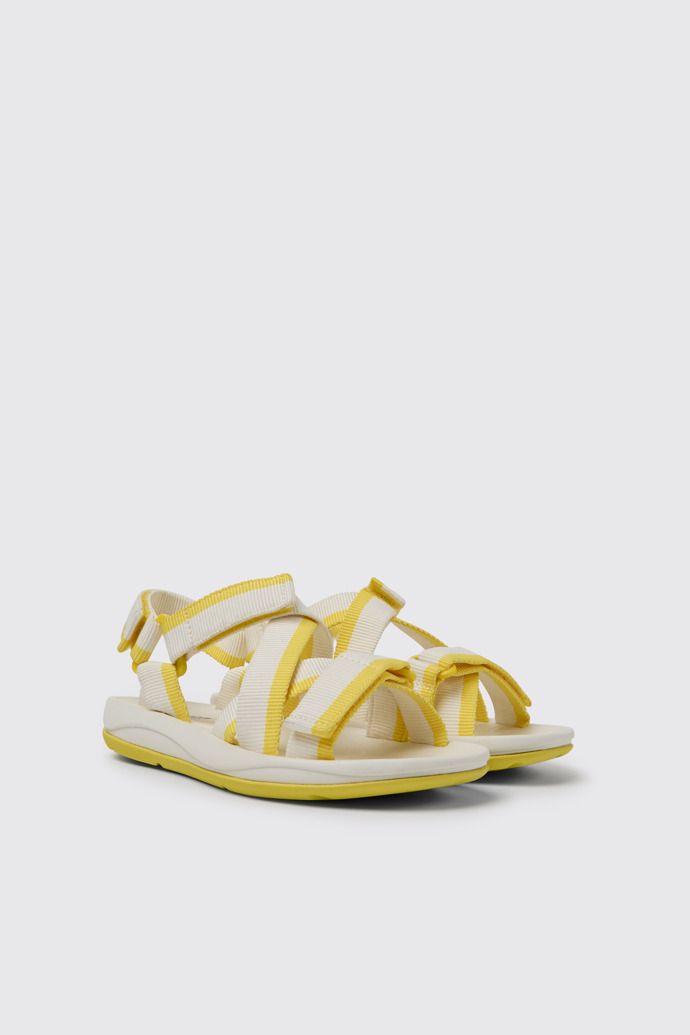 Front view of Match White and yellow recycled PET sandals for women