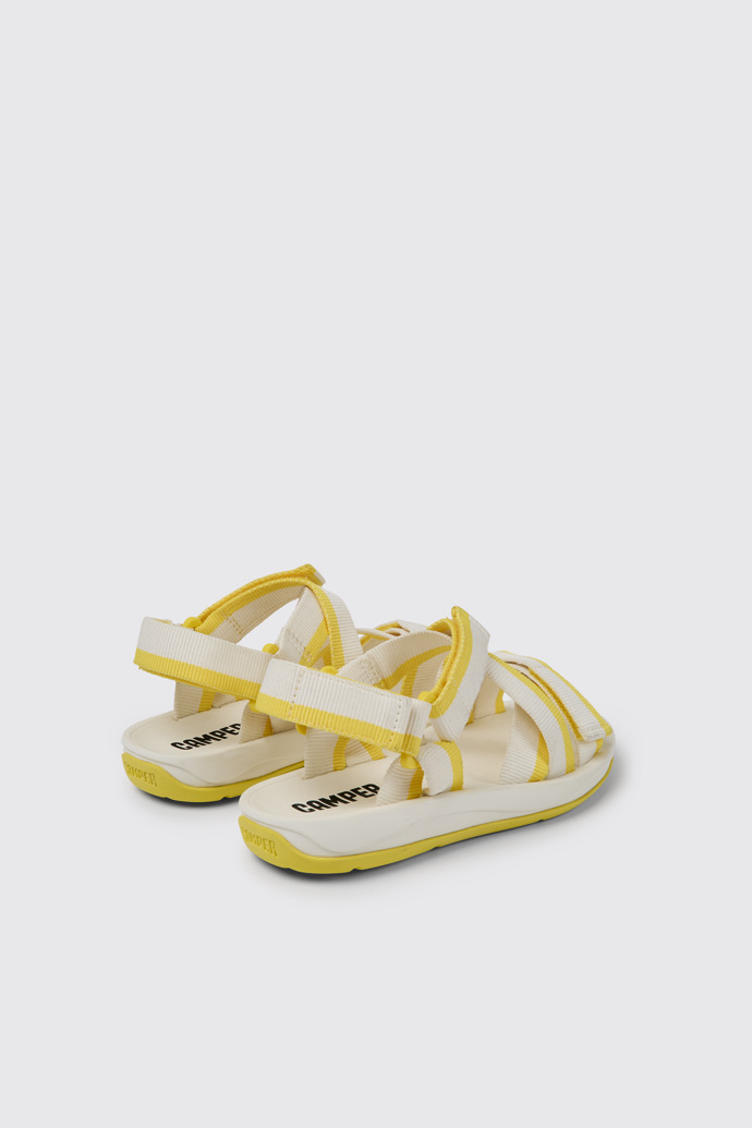 Back view of Match White and yellow recycled PET sandals for women