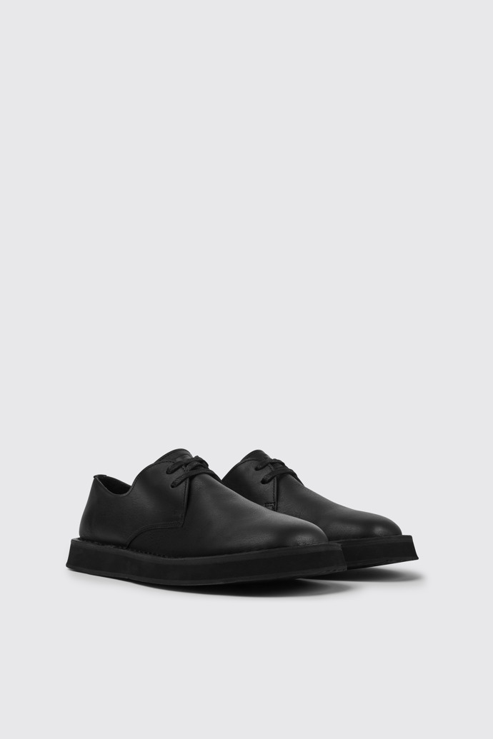 Front view of Brothers Polze Black leather shoes for women