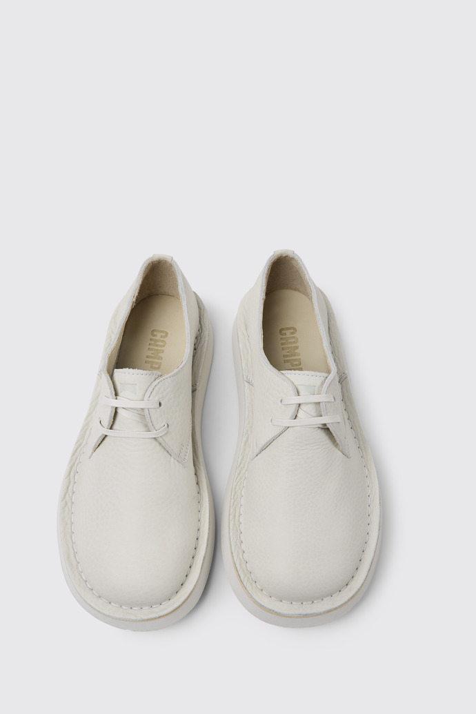 Overhead view of Brothers Polze White leather shoes for women
