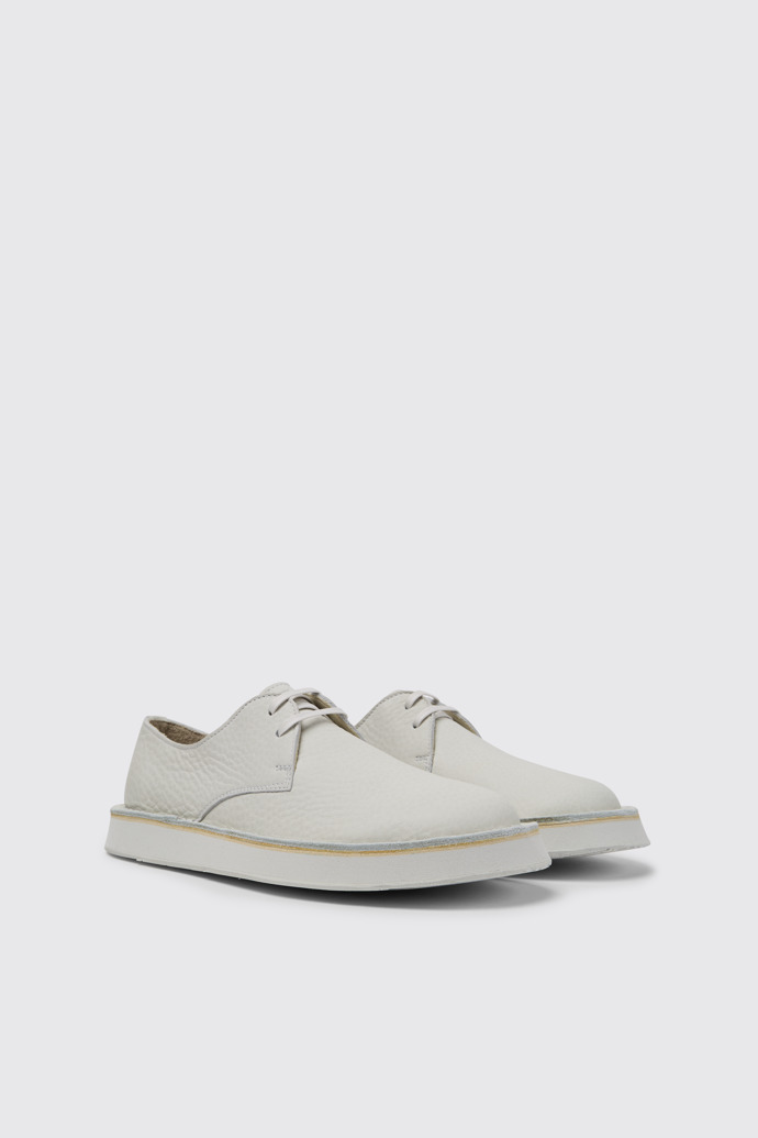 Front view of Brothers Polze White leather shoes for women
