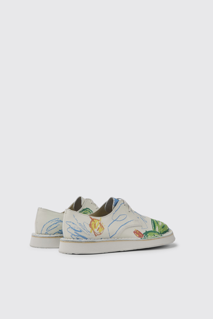 Back view of Twins White printed leather shoes for women