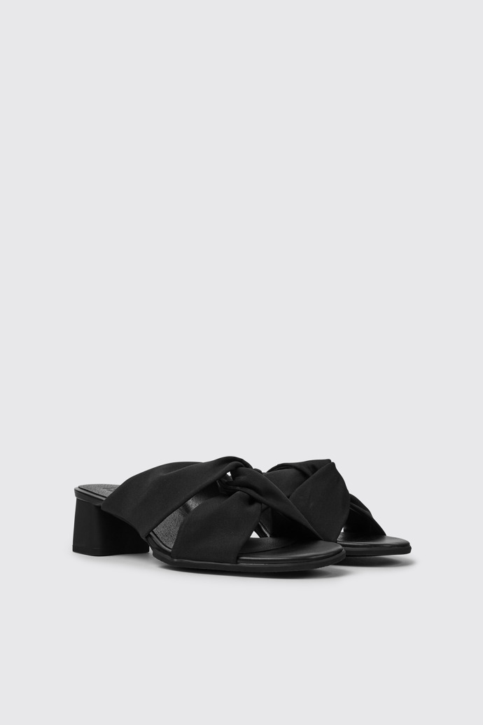 Front view of Katie Black recycled PET sandals for women