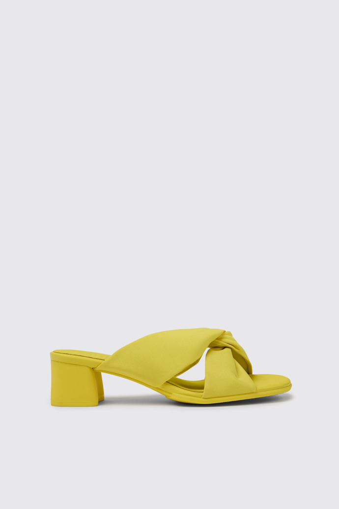 Side view of Katie Yellow recycled PET sandals for women