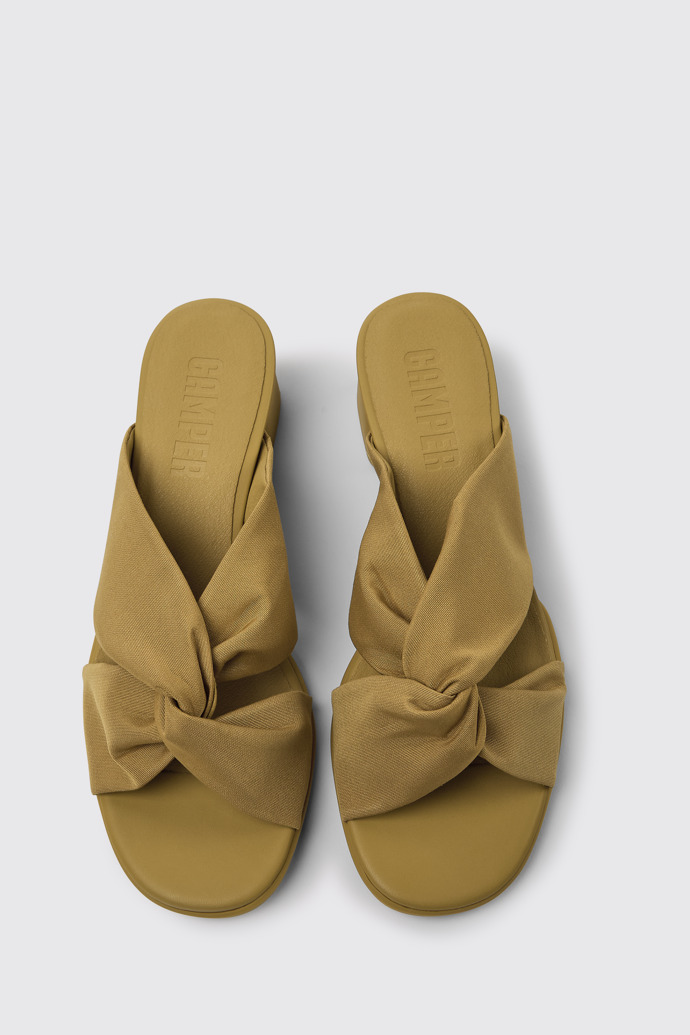 Overhead view of Katie Brown recycled PET sandals for women