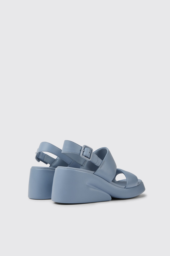 Back view of Kaah Blue leather sandals for women