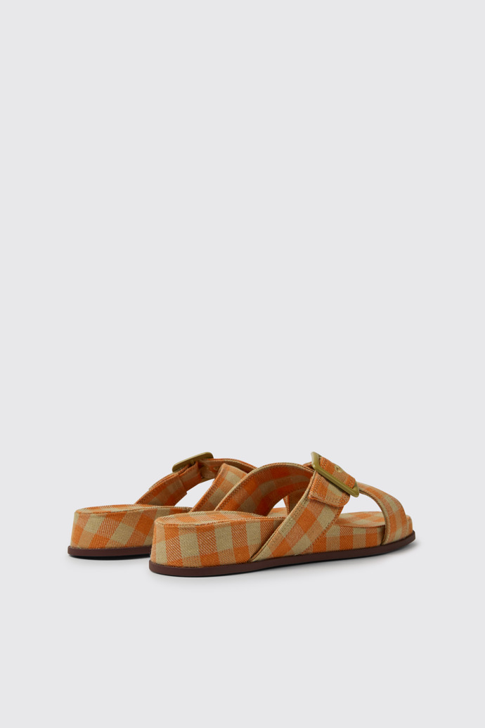 Back view of Atonik Orange and beige sandals for women