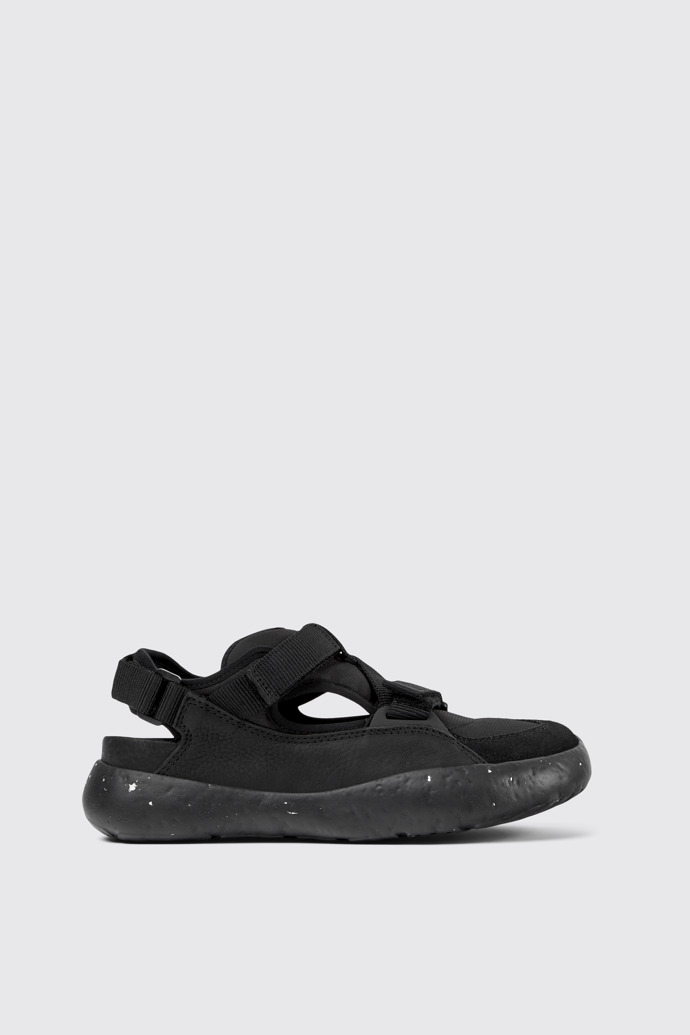 Side view of Peu Stadium Black semi-open sneakers for women