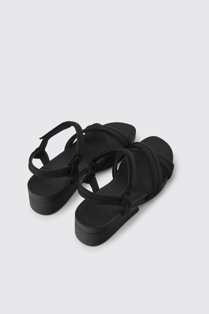 Back view of Minikaah Black recycled PET and nylon sandals for women