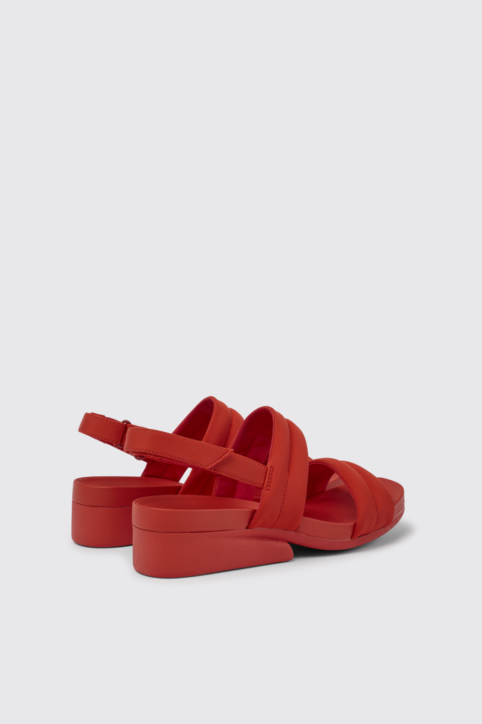 Back view of Minikaah Red recycled PET and nylon sandals for women