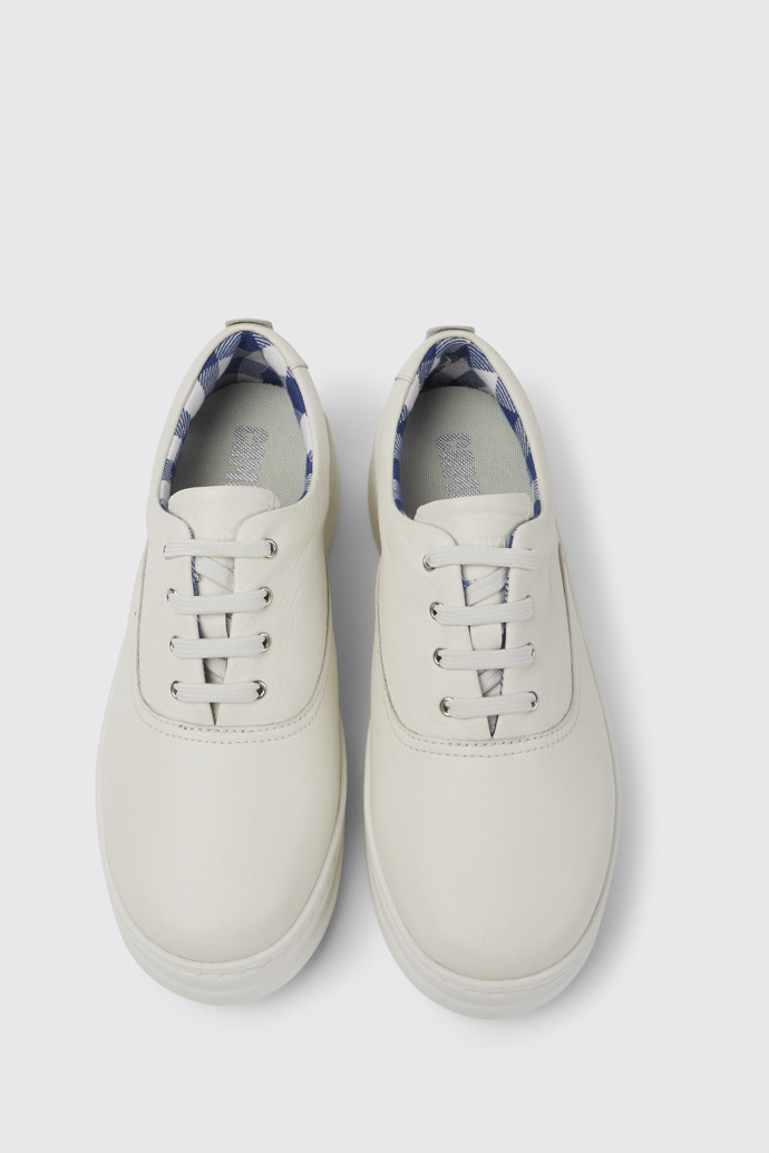 Overhead view of Runner Up White leather sneakers for women