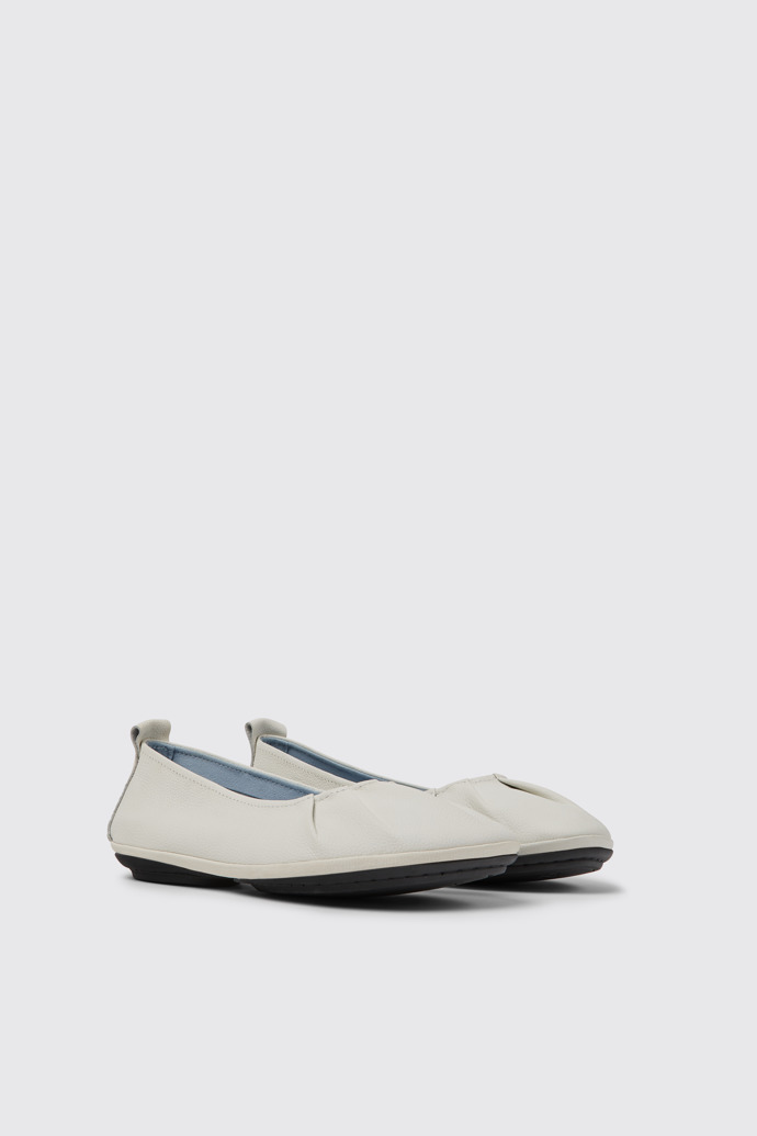 Front view of Right White leather shoes for women