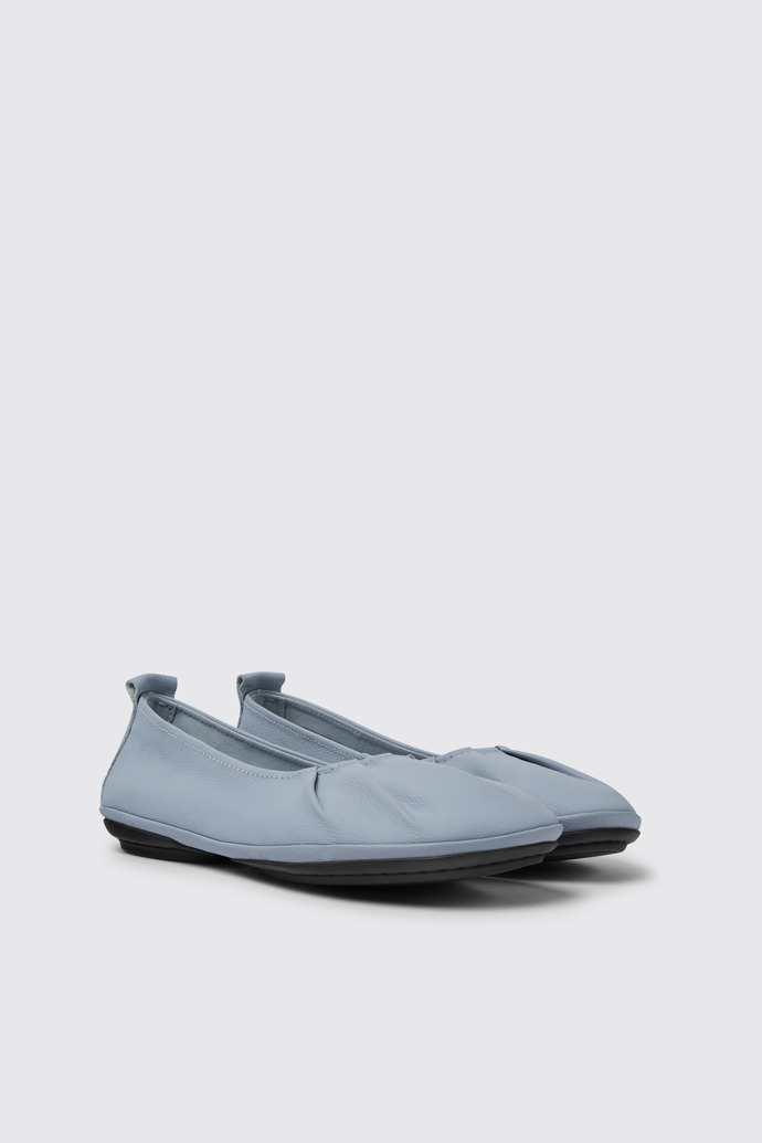 Front view of Right Blue leather shoes for women