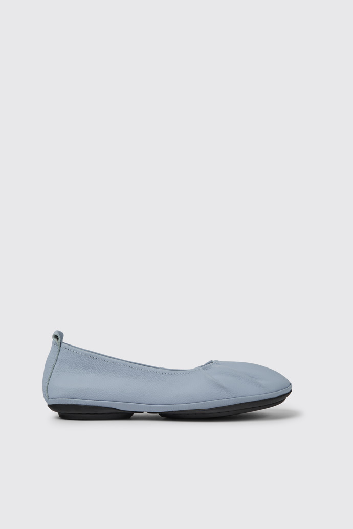 Side view of Right Blue leather shoes for women