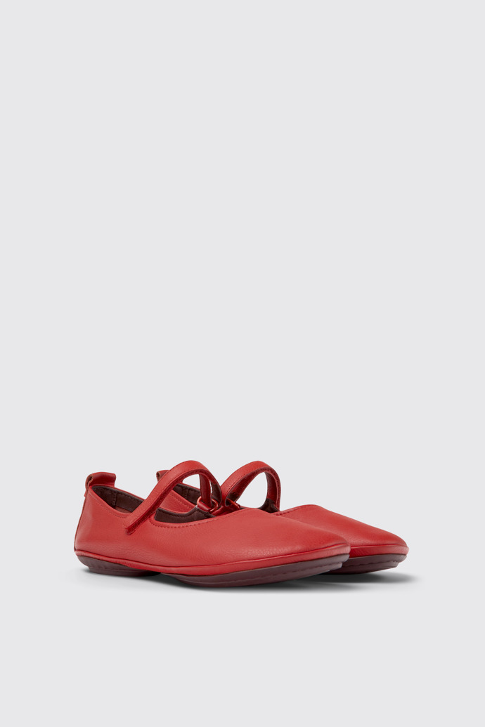 Front view of Right Red leather shoes for women
