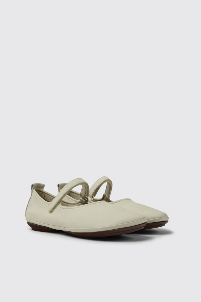 Front view of Right White leather shoes for women