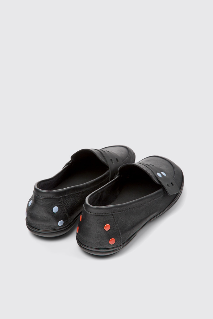 Back view of Twins Black leather women's shoes