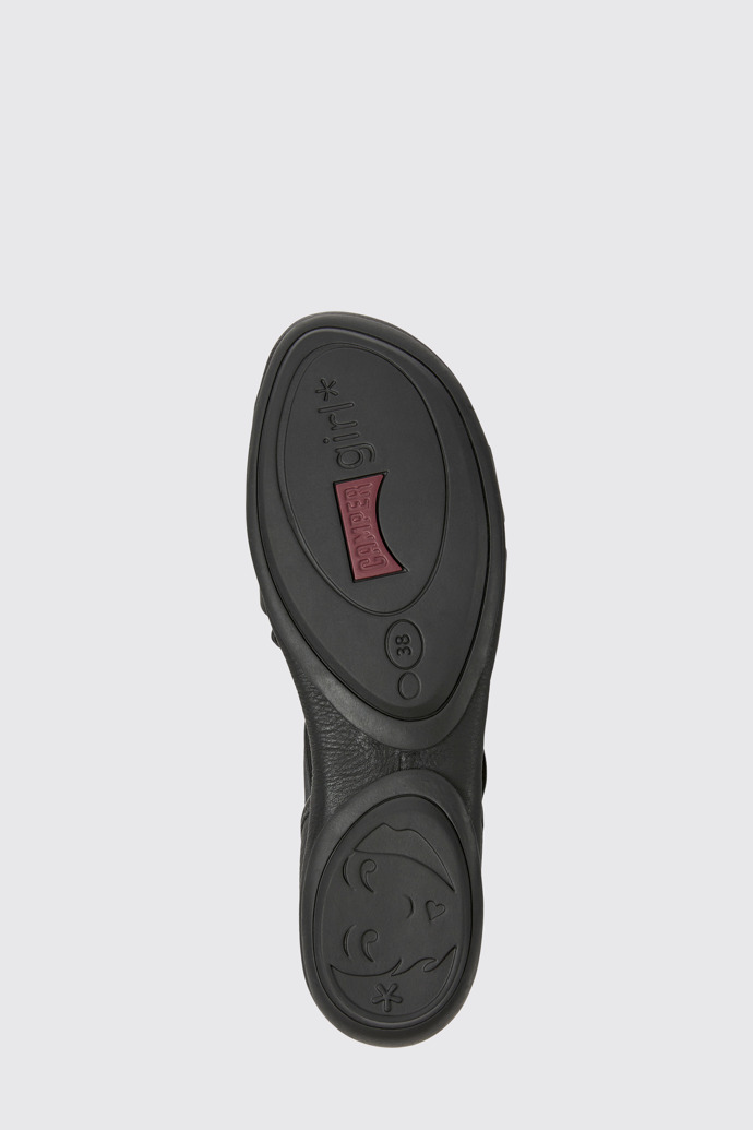 The sole of Right Black leather sandals for women