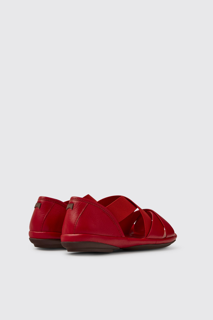 Back view of Right Red leather sandals for women