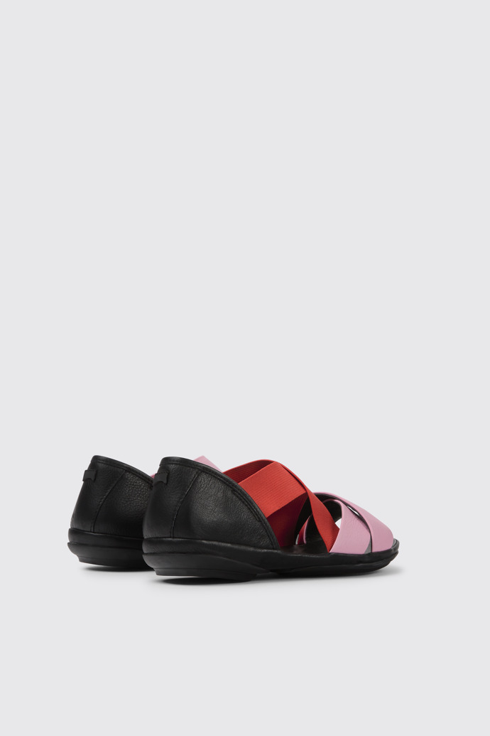 Back view of Twins Pink and red leather sandals for women