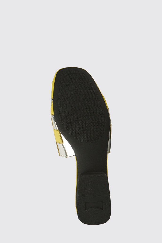 The sole of Casi Myra Yellow and silver shoes for women