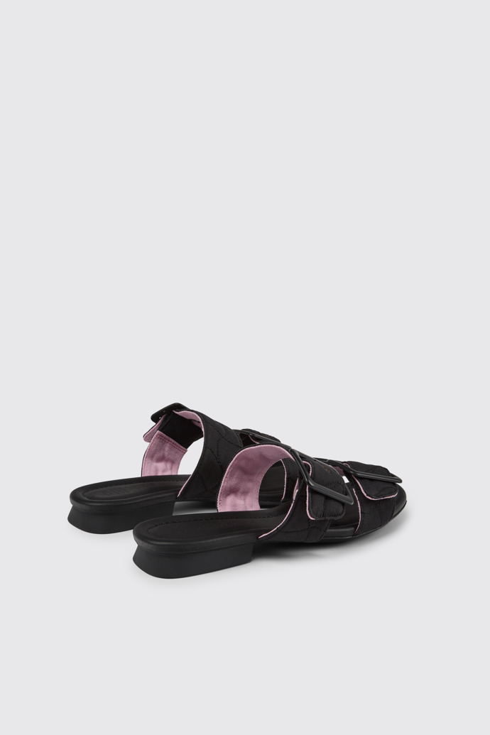 Back view of Casi Myra Black recycled PET sandals for women