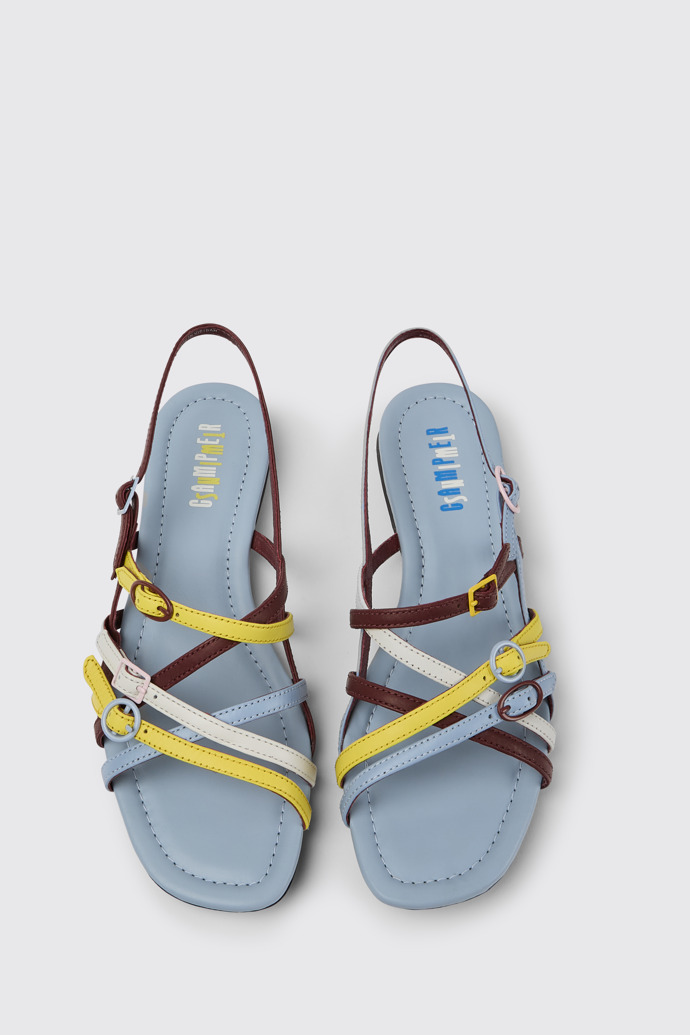 Overhead view of Twins Multicolored leather sandals for women
