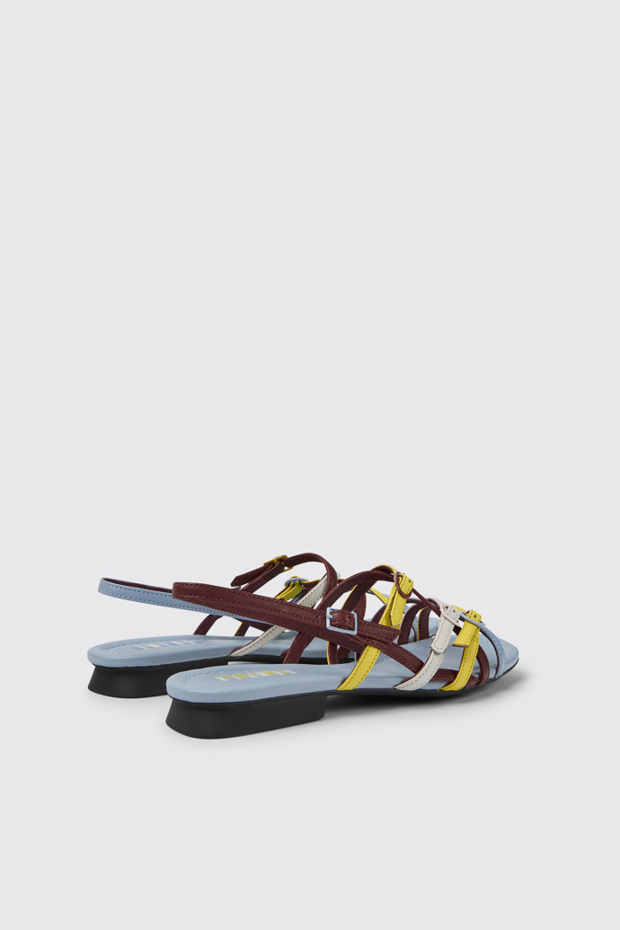 Back view of Twins Multicolored leather sandals for women