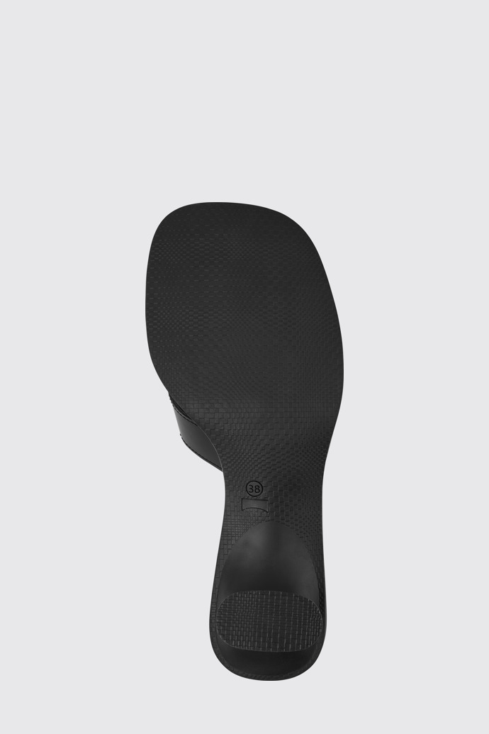The sole of Dina Black leather sandals for women