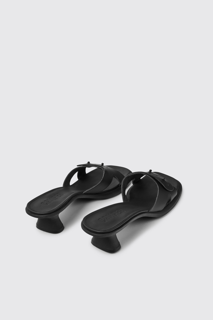 Back view of Dina Black leather sandals for women