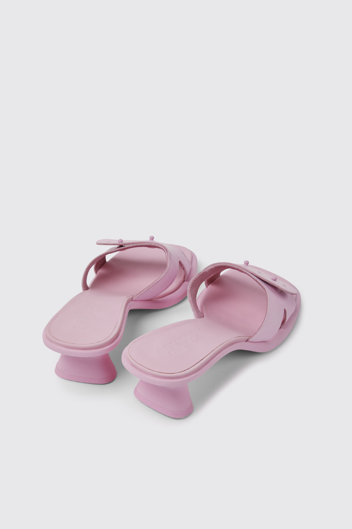 Back view of Dina Pink leather sandals for women
