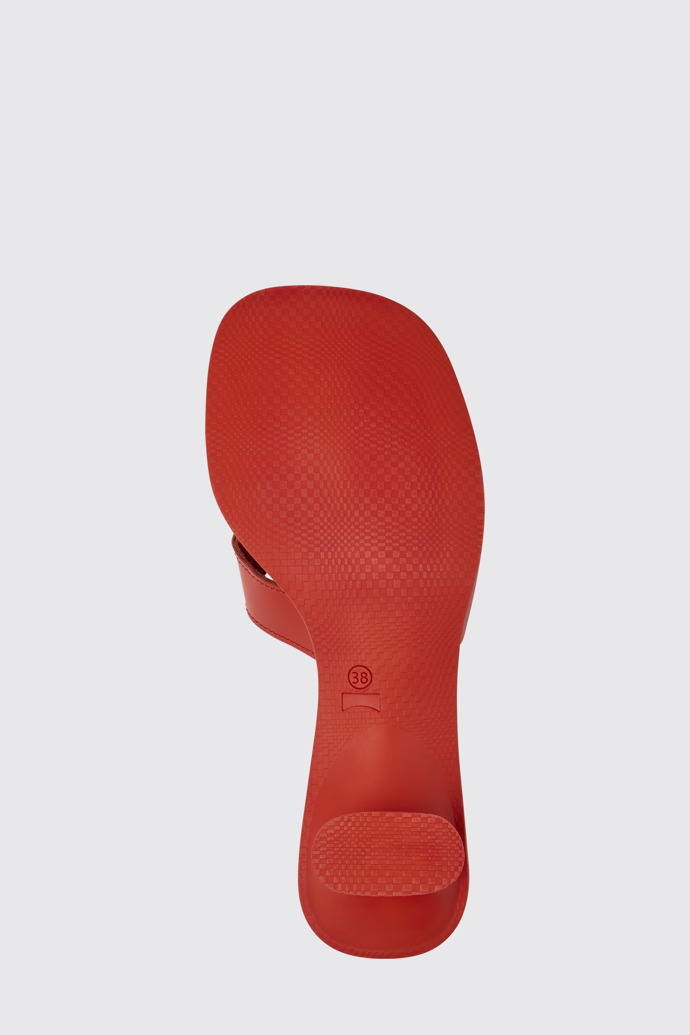 The sole of Dina Red leather sandals for women