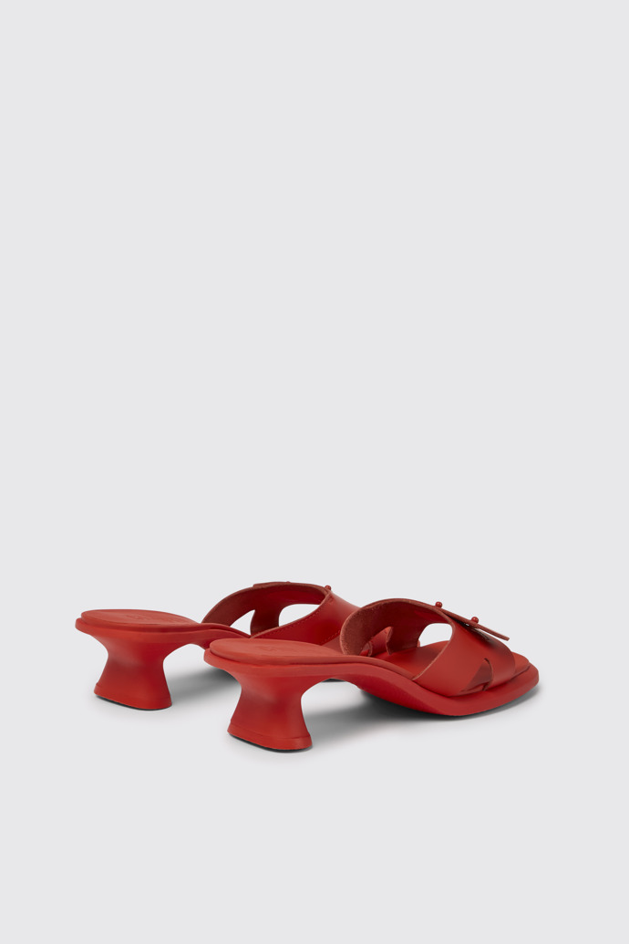 Back view of Dina Red leather sandals for women