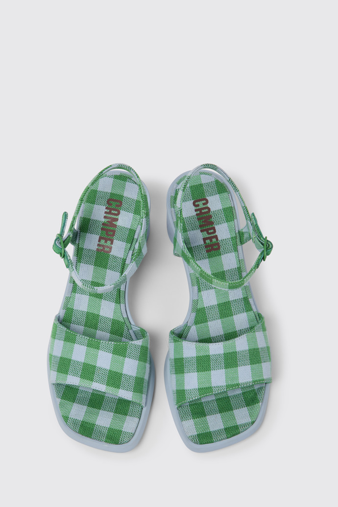 Meda Sandales en coton recyclé bleu et vert pour femme