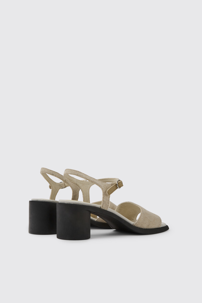 Back view of Meda Beige recycled hemp and cotton sandals for women