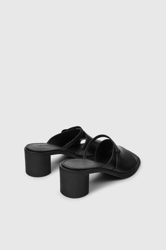 Meda 女生黑色皮革涼鞋後面