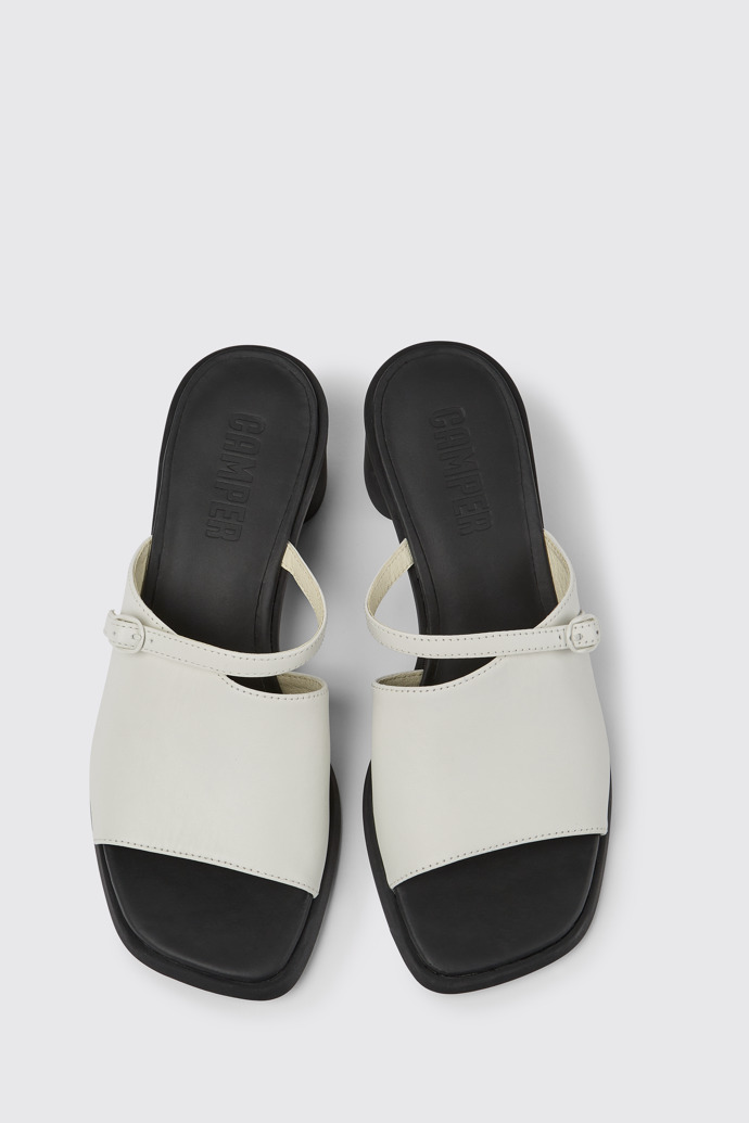 Meda Sandales en cuir blanc et noir pour femme