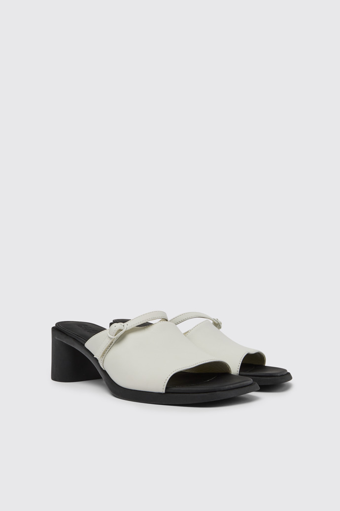 Meda Sandales en cuir blanc et noir pour femme