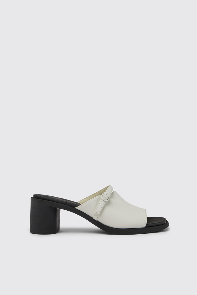 Meda Sandales en cuir blanc et noir pour femme