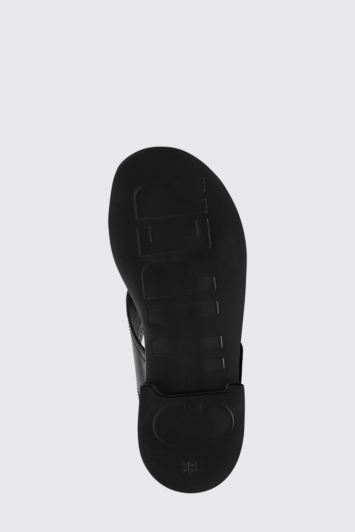 The sole of Edy Black leather sandals for women