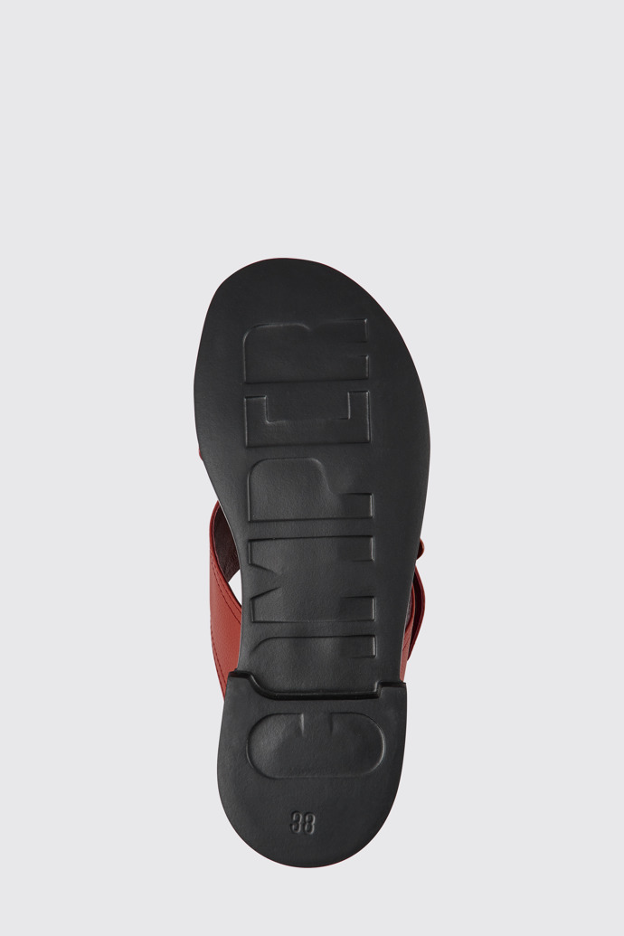 The sole of Edy Red leather sandals for women