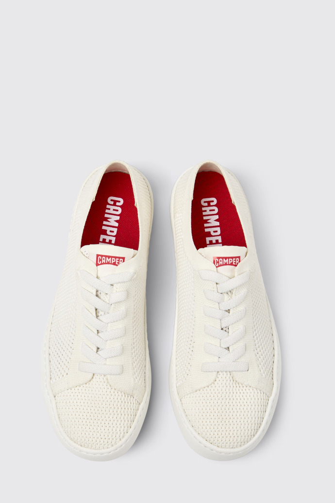 Overhead view of Peu Touring White Recycled PET Women's Sneakers.