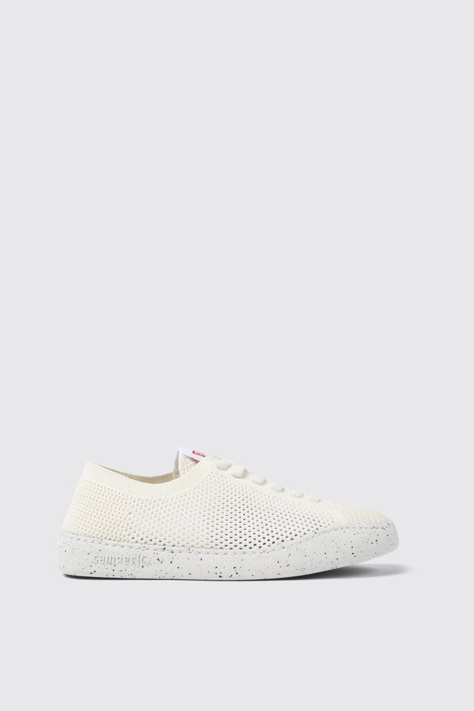 Side view of Peu Touring White Recycled PET Women's Sneakers.
