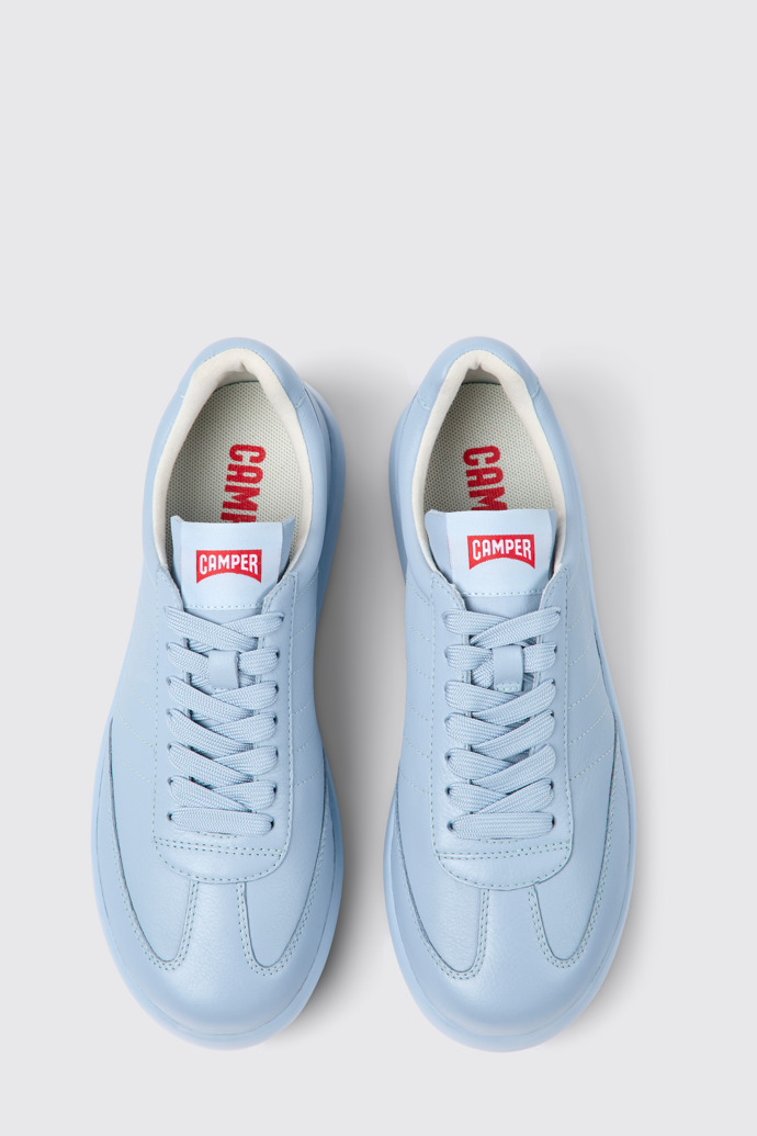 Overhead view of Pelotas XLite Blue leather sneakers for women