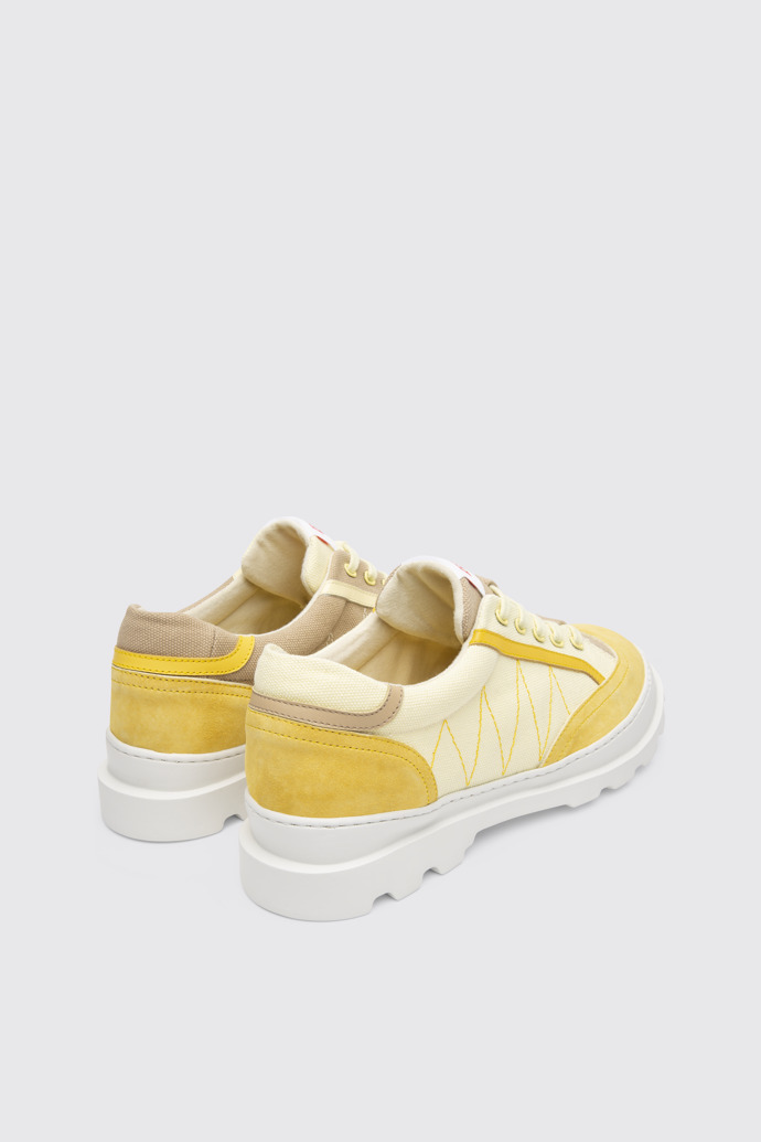 Back view of Twins Yellow and beige lace-up sneakers