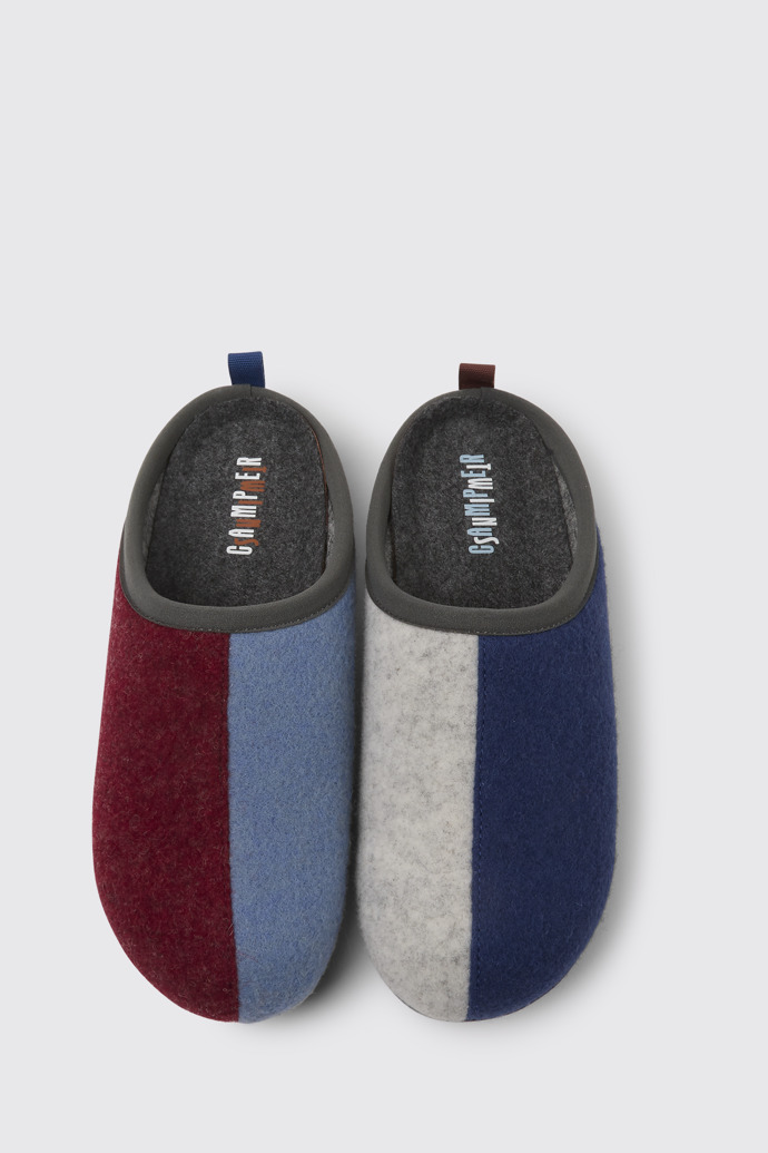 Overhead view of Twins Multicolored wool women’s slippers