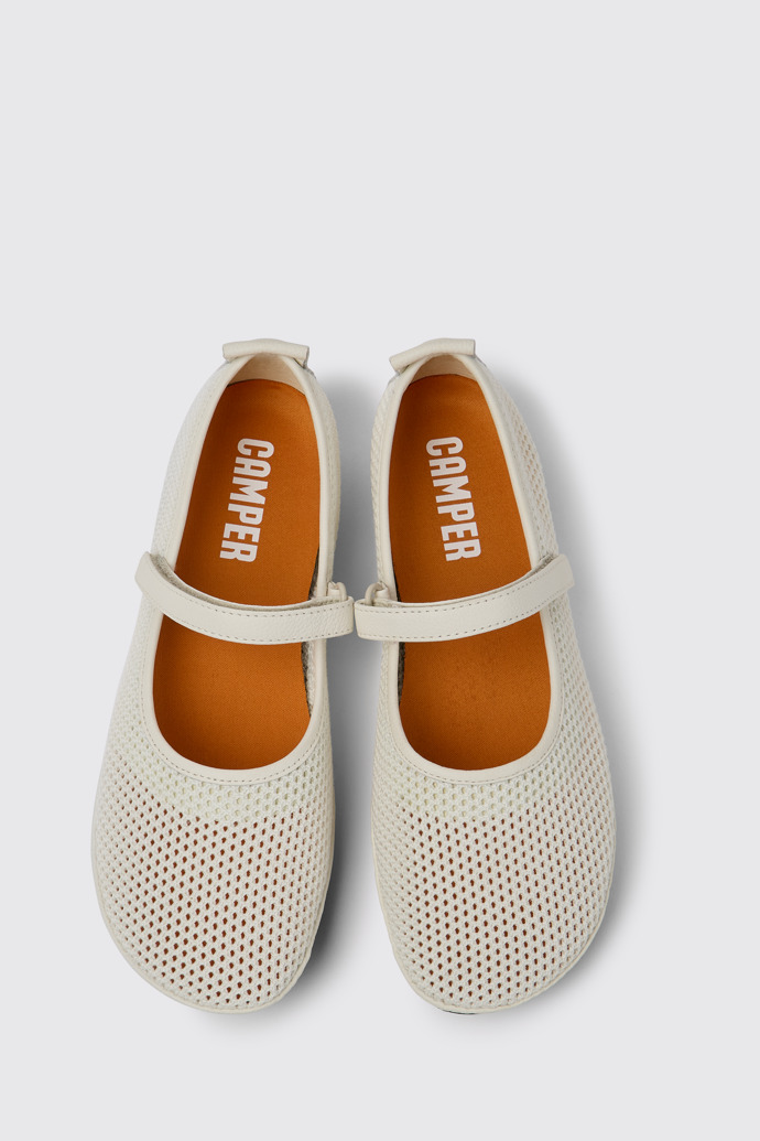 Overhead view of Right White TENCEL® Lyocell and leather shoes for women
