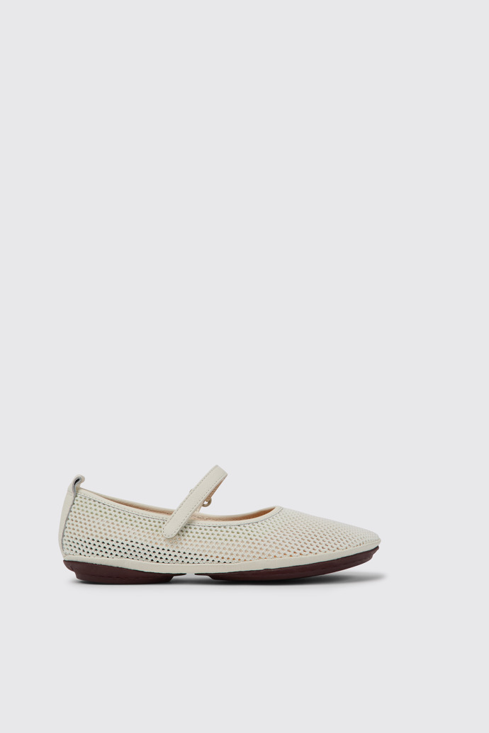 Side view of Right White TENCEL® Lyocell and leather shoes for women