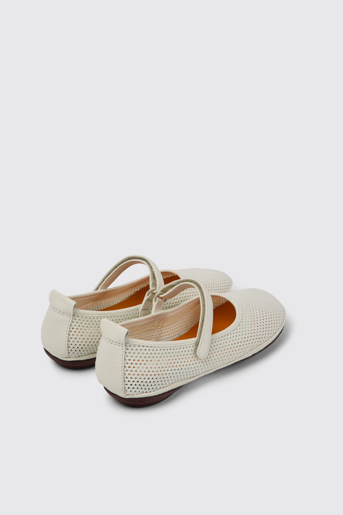 Back view of Right White TENCEL® Lyocell and leather shoes for women